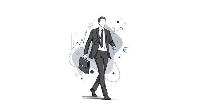 Businessman Walking with Briefcase and Tie.