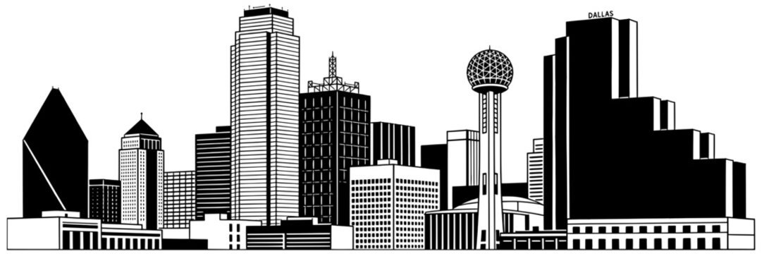 Dallas City Skyline Black