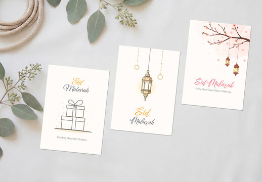 Minimal Eid Mubarak Card Design with Vector Illustration