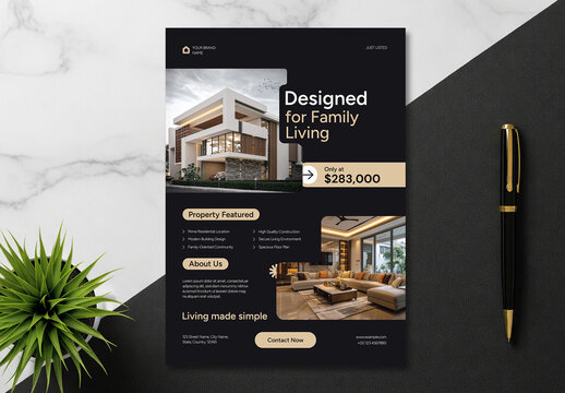 Modern Real Estate Flyer Template for Open House Sale and Promotion