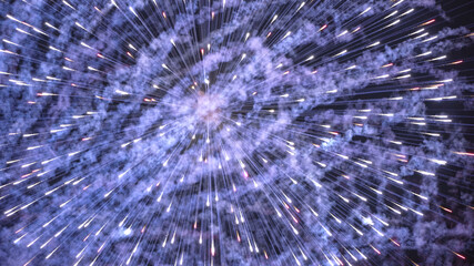 Obraz premium Night view of huge multicolored fireworks at a New Year's festival