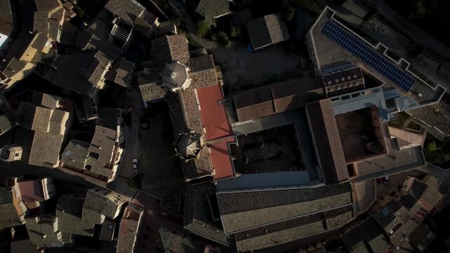 Footage of Cistercian Monastery of Santa Maria de Vallbona. High quality 4k drone footage
