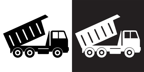 dump truck silhouette vector. Simple black silhouette of a dump truck against a white background © SilhouetteHub
