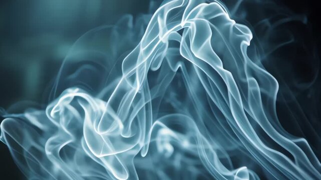 Swirling White Smoke Texture on Black Background