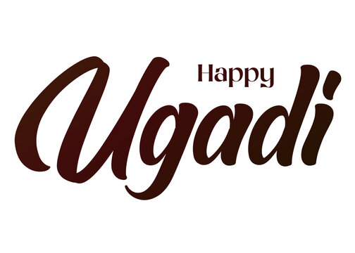 Happy Ugadi Traditional Festival Text PNG Transparent Background