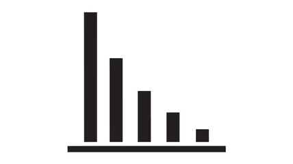 Bar chart descending with black bars on a white background representing data decline and negative trends.