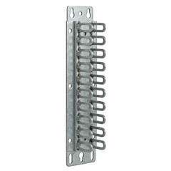 Metal terminal block data center infrastructure connection strip with multiple lug terminals and mounting holes for electrical distribution