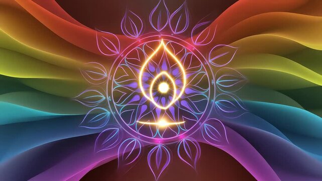 Indian Tricolor Wave Background with Glowing Ashoka Chakra Mandala