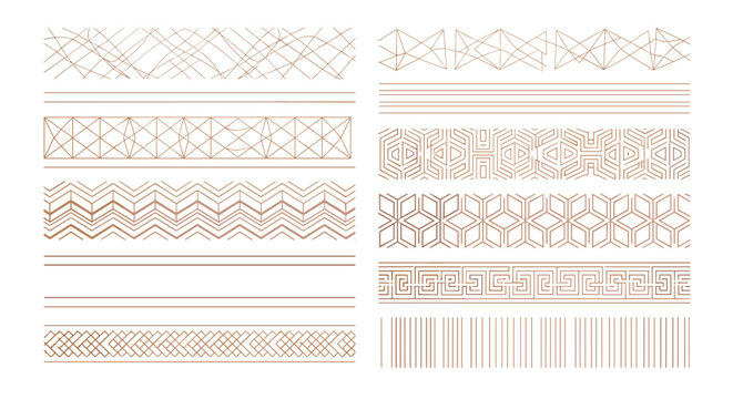 Collection of decorative geometric patterns and borders for design
