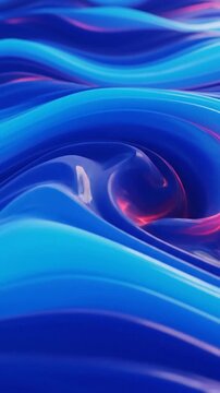 Abstract blue waves with pink highlights flowing