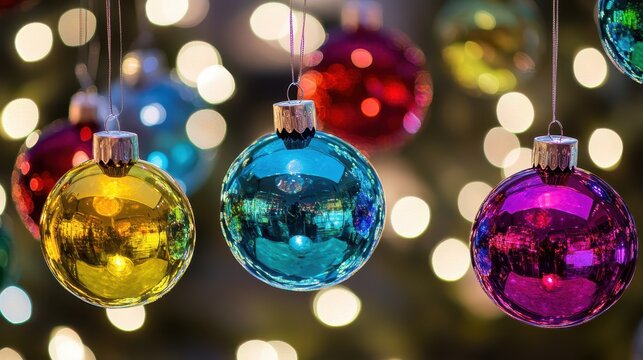 Vibrant Christmas Ornaments and Fairy Lights Adorning a Retail Store for a Festive Holiday Atmosphere