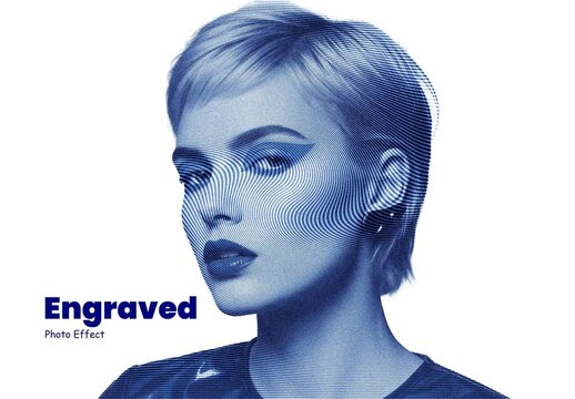 Vintage Blue Engraved Photo Effect