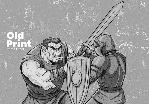 Black and White Old Print Photo Effect