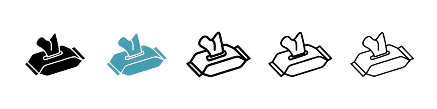 Box tissue vector icon set. baby wipe pack box vector icon. disposable facial napkin wet towel pack sign for UI designs. Thin line customizable illustration. Contour symbol. Vector isolated outline dr