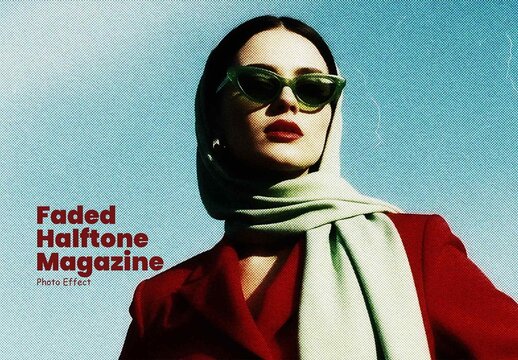 Faded Halftone Magazine Photo Effect