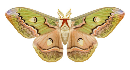 Isolated Madagascar bullseye moth with wings spread, beautiful color and intricate detail © Cedric