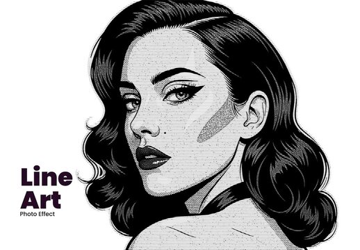 Vintage Engraved Line Art Photo Effect