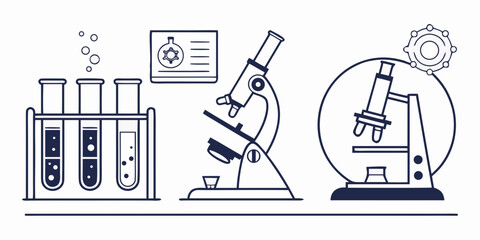 Fototapeta premium Scientific exploration and discovery through laboratory equipment and microscopes