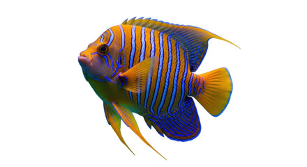Isolated colorful tropical fish Regal Angelfish Pygoplites diacanthus against plain background © Marigold