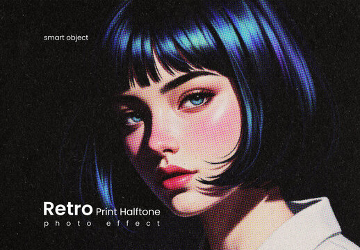 Vintage Retro Print Halftone Photo Effect