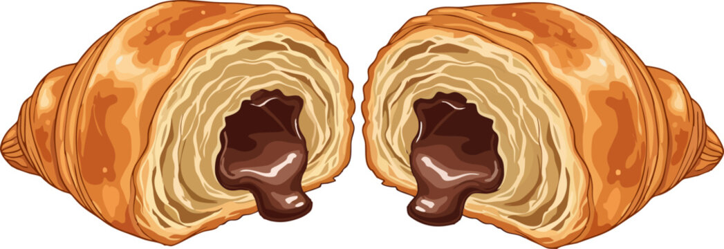 Delicious Croissant Bread Isolated Vector Illustration