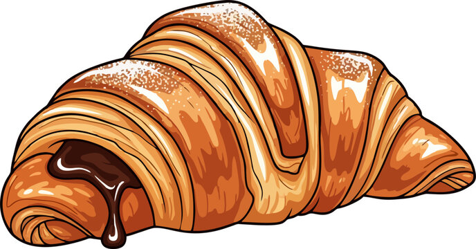 Fresh Bakery Croissant Pastry Food Illustration
