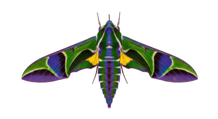 Isolated Elegant Bedstraw Hawk Moth, insect with beautiful coloration, no background © Marigold