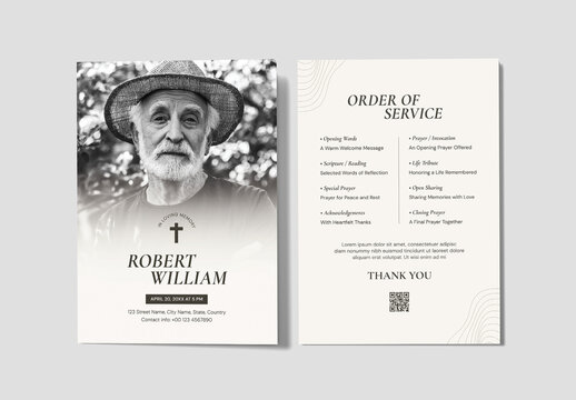 Elegant Funeral Obituary Program Memorial Template