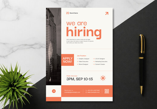 Modern We Are Hiring Announcement Flyer Template