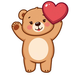 Obraz premium Cute Bear Mascot Holding Heart Love Cartoon Vector