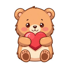 Obraz premium Cute Bear Mascot Holding Heart Love Cartoon Vector