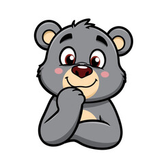 Obraz premium Cute Bear Mascot Thinking Pose Cartoon Character