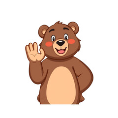 Cute Bear Mascot Showing OK Gesture Cartoon Vector