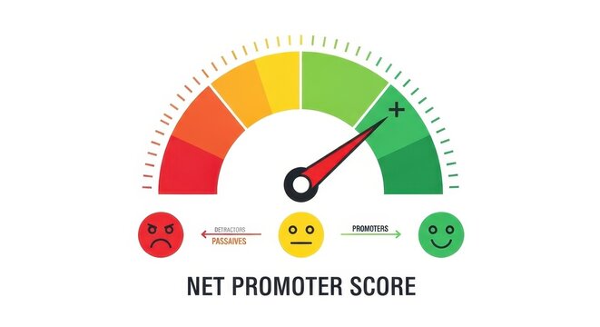 Net Promoter Score Gauge - Measuring Customer Loyalty and Satisfaction.