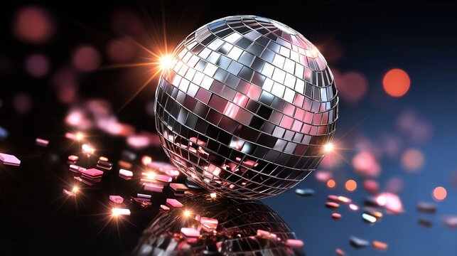 Discokugel mit Lichtpartikeln und Bokeh-Effekt auf dunklem Hintergrund &ndash; Energie