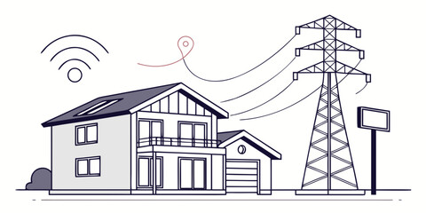 Obraz premium Modern smart home connected to renewable energy sources and wireless networks