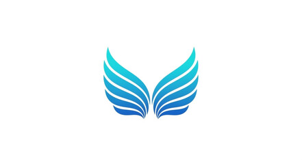 Naklejka premium Abstract blue gradient wings logo design concept illustration.