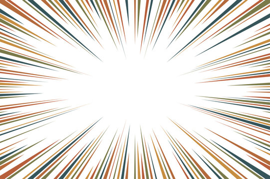 Vintage radial lines comic style backround isolated on transparent background. Manga action, speed or circus abstract. Terracotta, olive, orche, clay, sea 2026 trandy colors. Sunburst . Vector PNG
