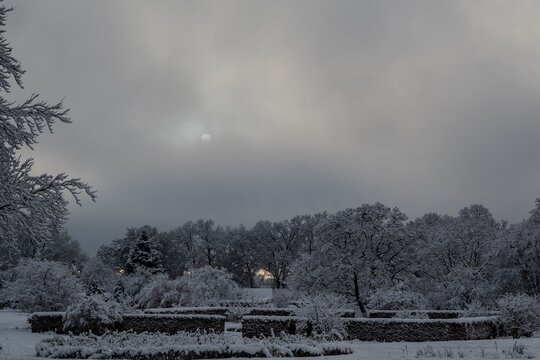 Wintertime scenery in Hamburg, Germany.