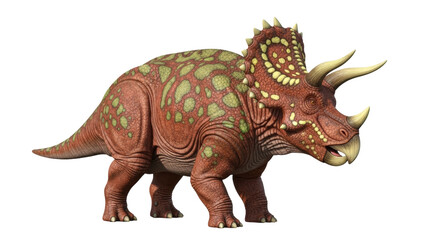 Isolated Triceratops Dinosaur with Spotted Pattern, Horns, and Frill on Head. Detailed Texture © Sergiu