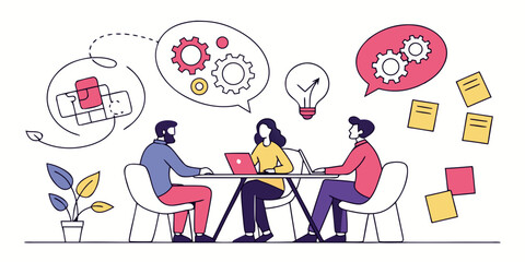 A diverse team collaborates on digital and creative projects together © Mamun