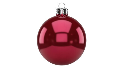 Isolated red Christmas ornament ball decoration for festive tree holiday season object