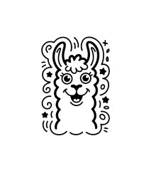 Fototapeta premium Cute llama isolated on blue background. Funny kawaii alpaca character. Cartoon flat style. Vector illustration