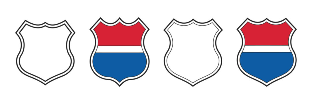 US Route signs vector illustration, Interstate highway shield icons, United States road navigation markers