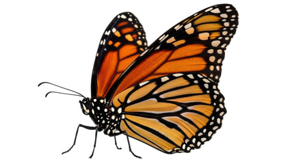 Isolated Monarch butterfly is an orange-winged insect, a pollinator that flies during the daytime © Natalia