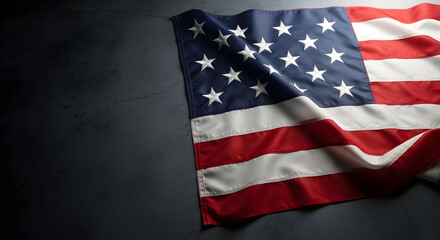 Fototapeta premium American flag on dark background with stars and stripes