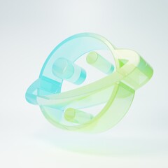 Frosted glass Planet Saturn with planetary ring system icon isolated on white background. Minimalism concept. 3D render illustration © vector_v