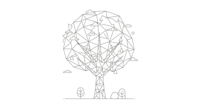Geometric Tree Structure with Low Poly Design.