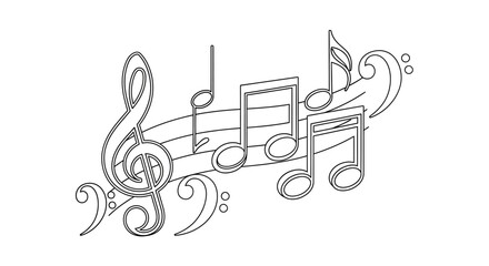 Naklejka premium Musical Notes and Treble Clef Illustration.