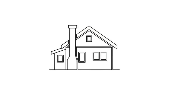 Simple House Illustration with Chimney Detail.